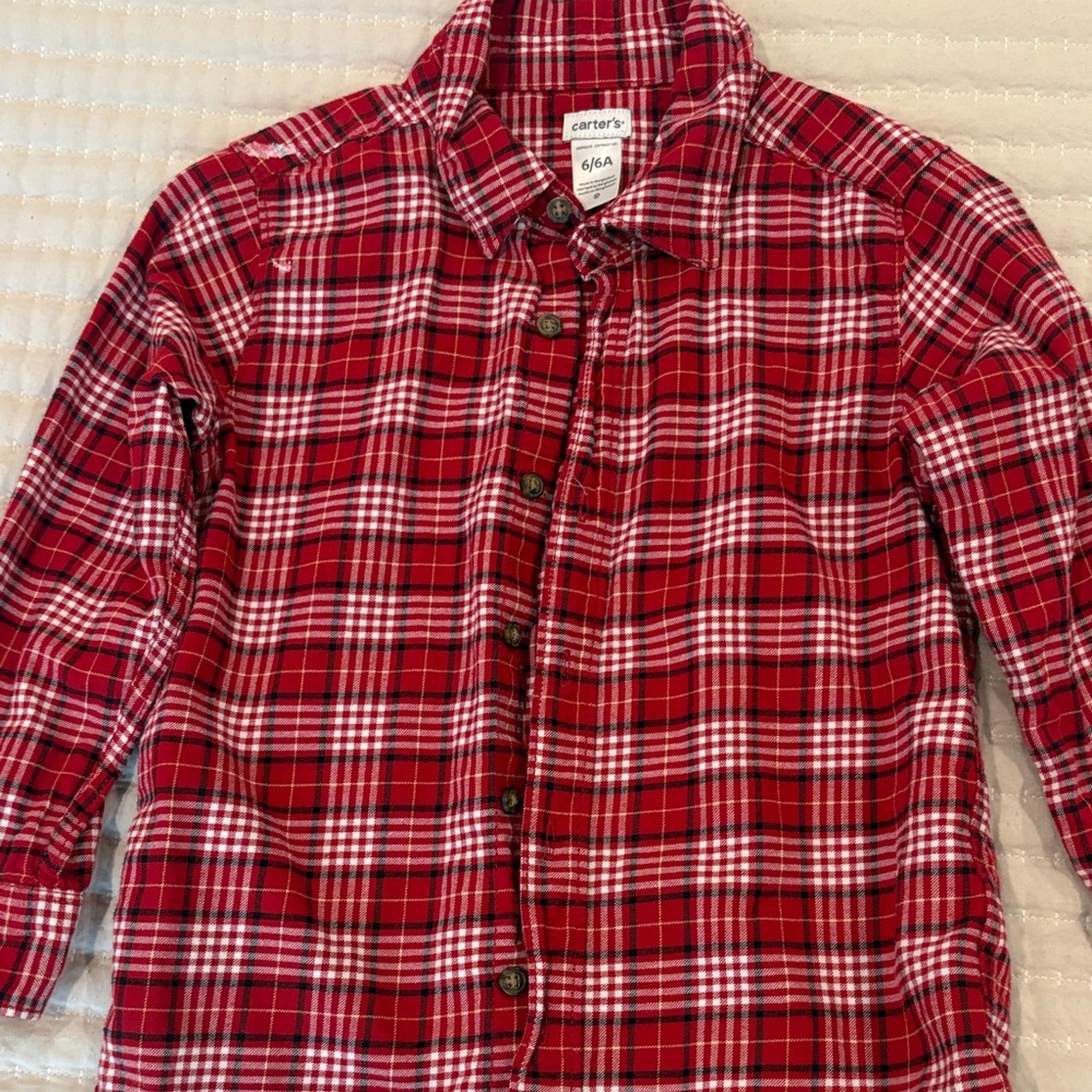 Carters Red Plaid Button-Up Shirt / perfect for Christmas 🎄